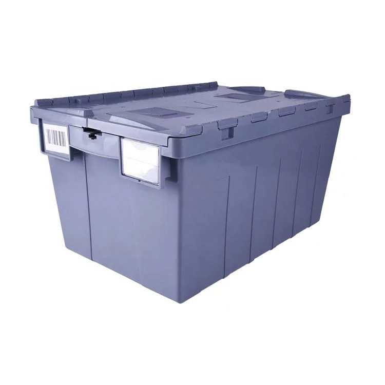 Stackable Plastic Storage Box Plastic Moving Crate Crate With Lid For Sale
