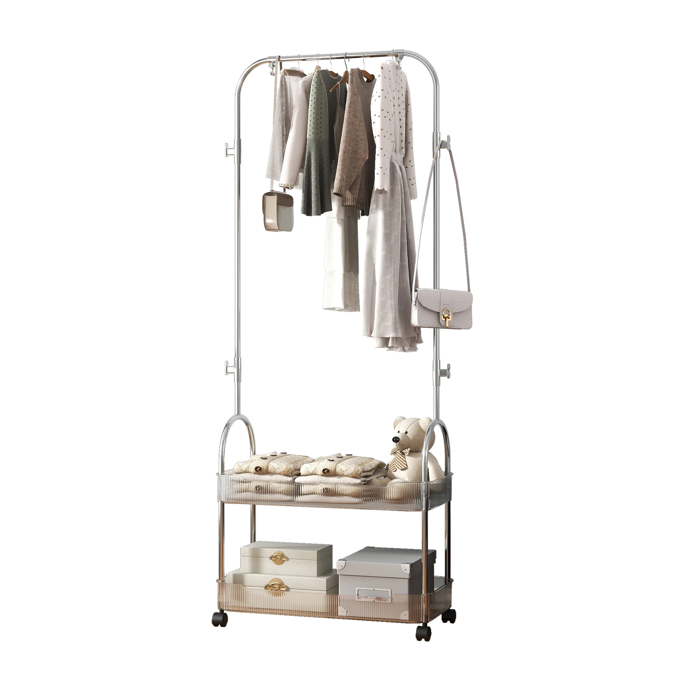 Clothes Hanger Coat Rack stainless and PET Multi Function Storage Wardrobe Clothing Drying Racks