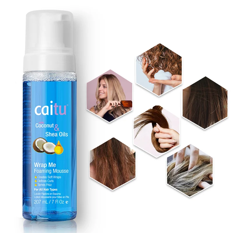 Private Label Custom Extra Hold Styling Hair Foam 207ml Coconut Oil Hair Curl Mousse For Braids