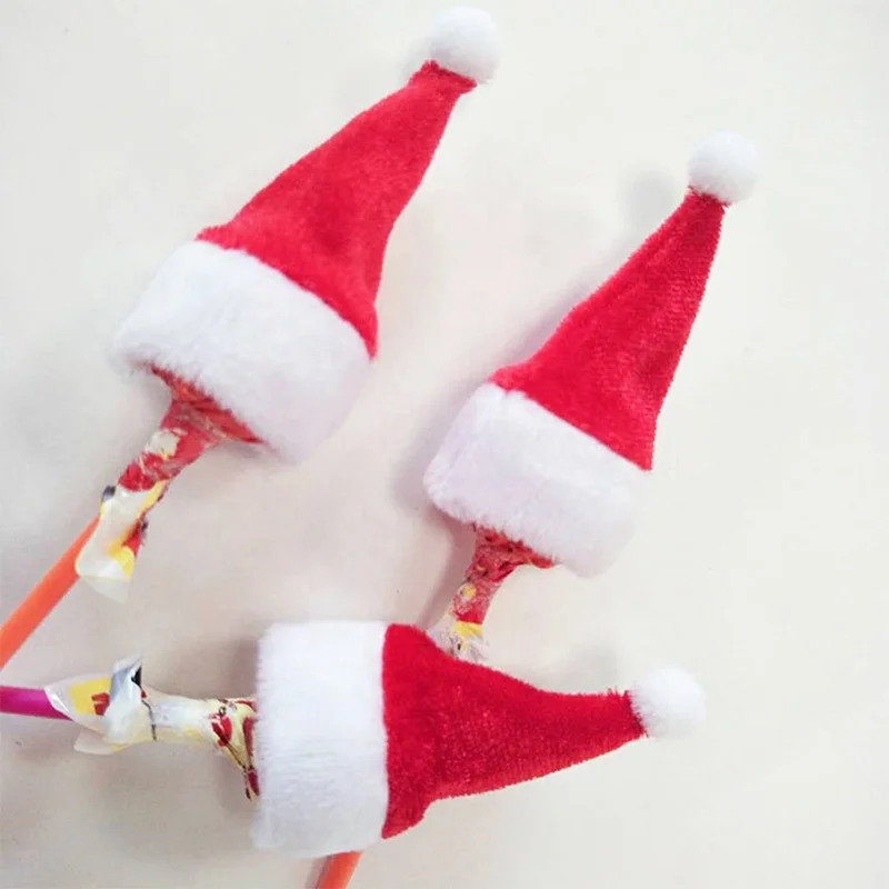Mini Christmas Santa Hat With Plush Ball cheap scarf christmas mini santa red hats cutlery for decor