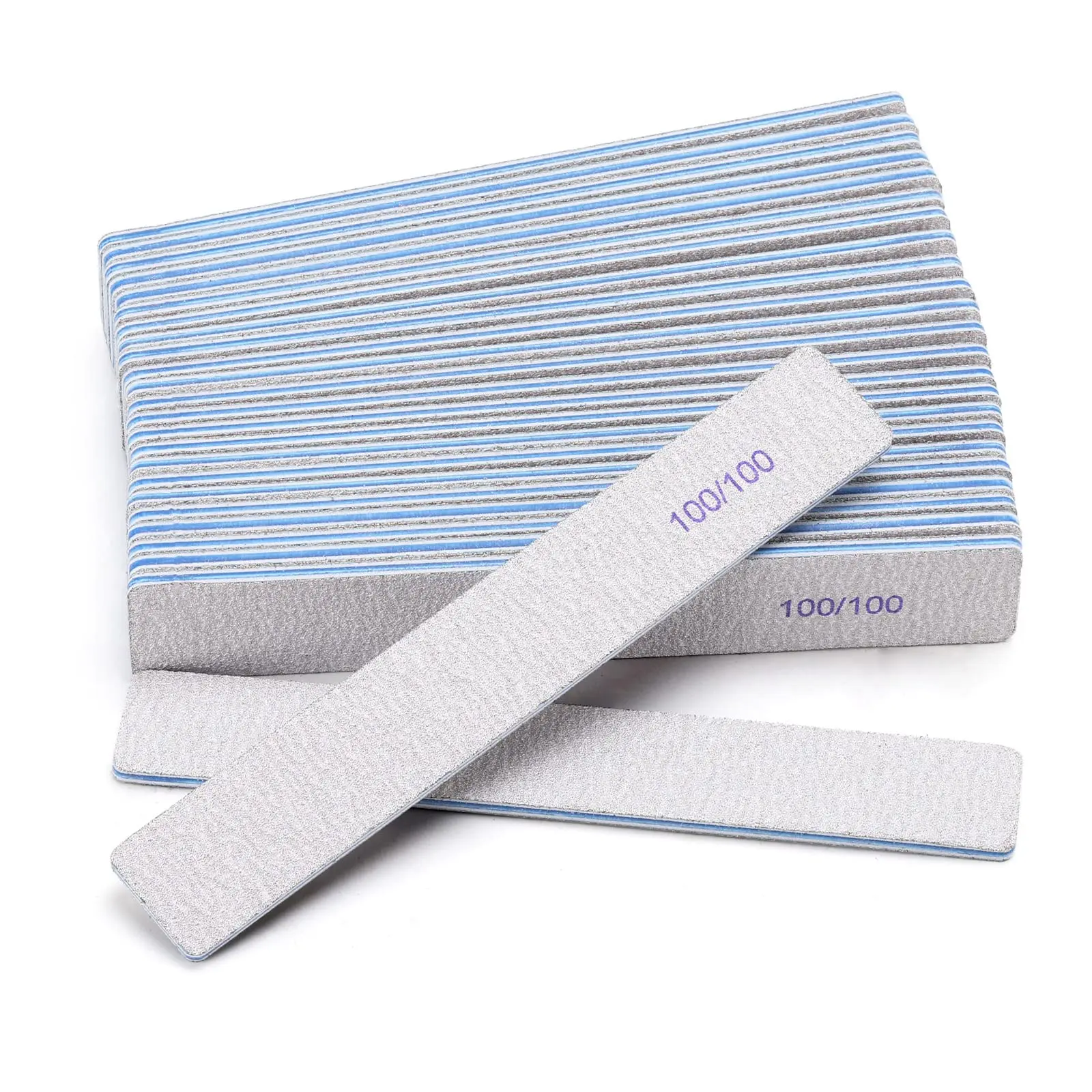 Professional 100/100 Grit Nail File Custom Printed Logo Emery Boards Washable Thick Square Nail File Manicure Tool