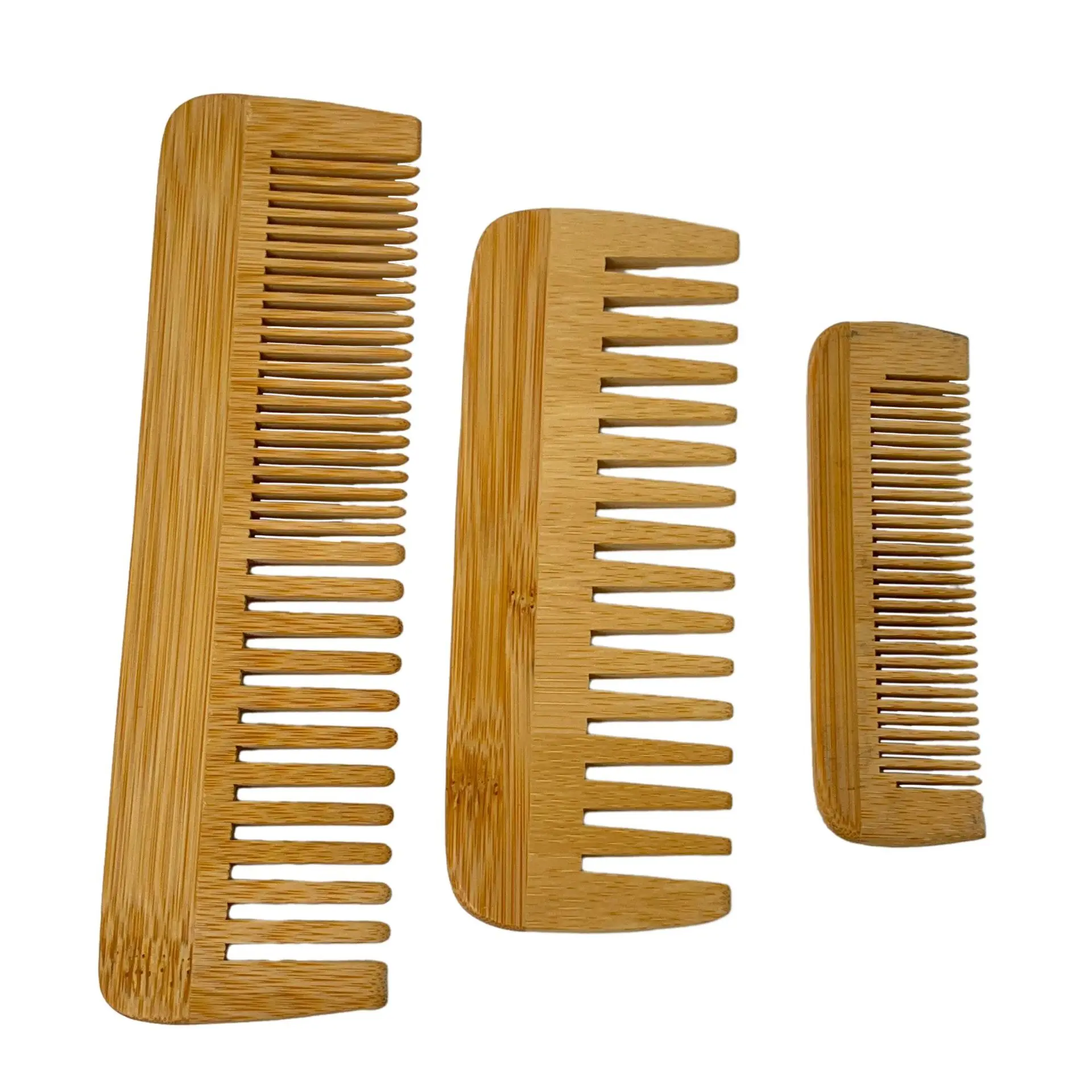 Private Label Top-rated Anti-static Natural Handmade Bamboo Wood Wide Tooth Comb Scalp Massage Curly Hair Comb For Home Use