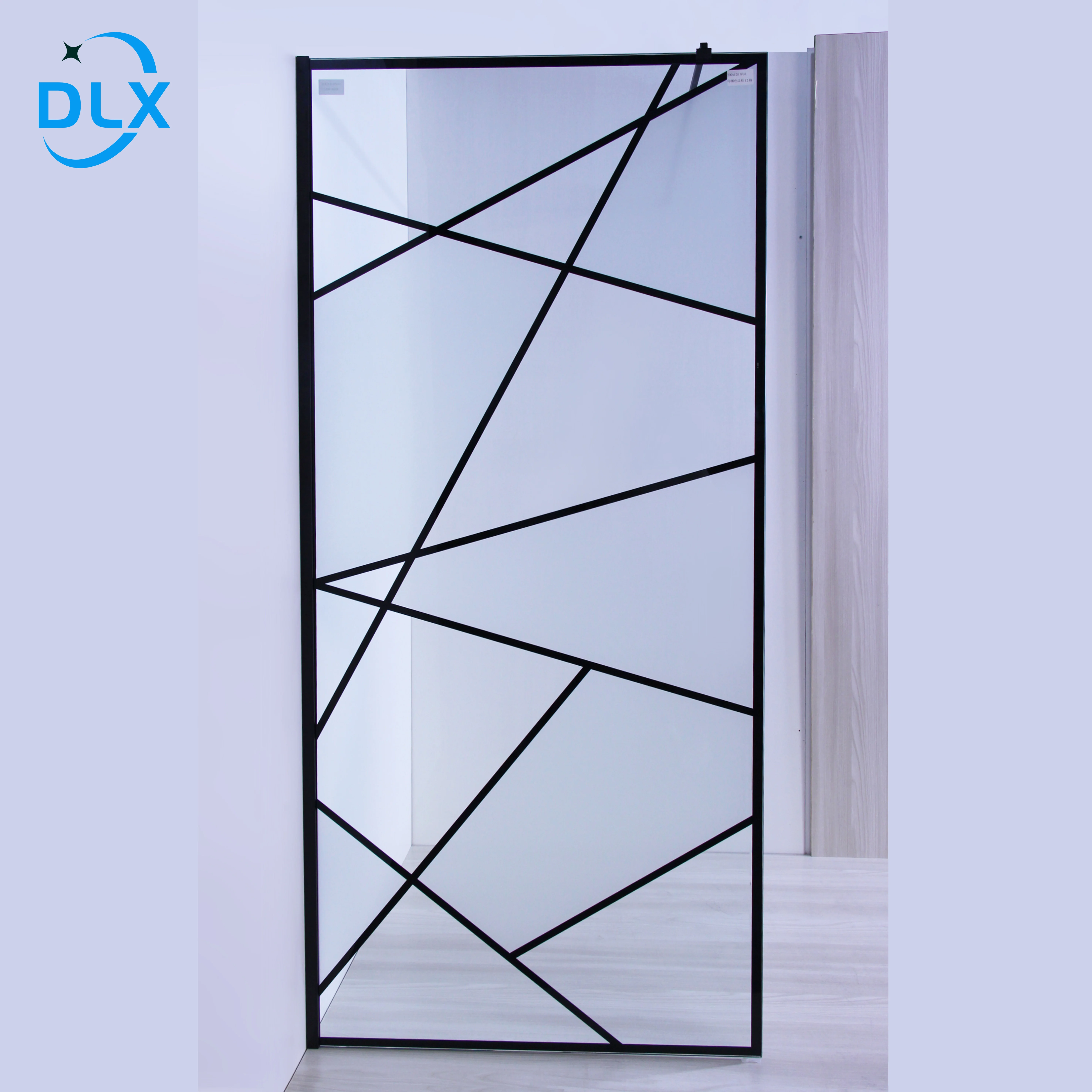 Elegant Black Lines OEM ODM Customized 8mm Clear&Frosted Tempered Glass Bathroom Shower Screen