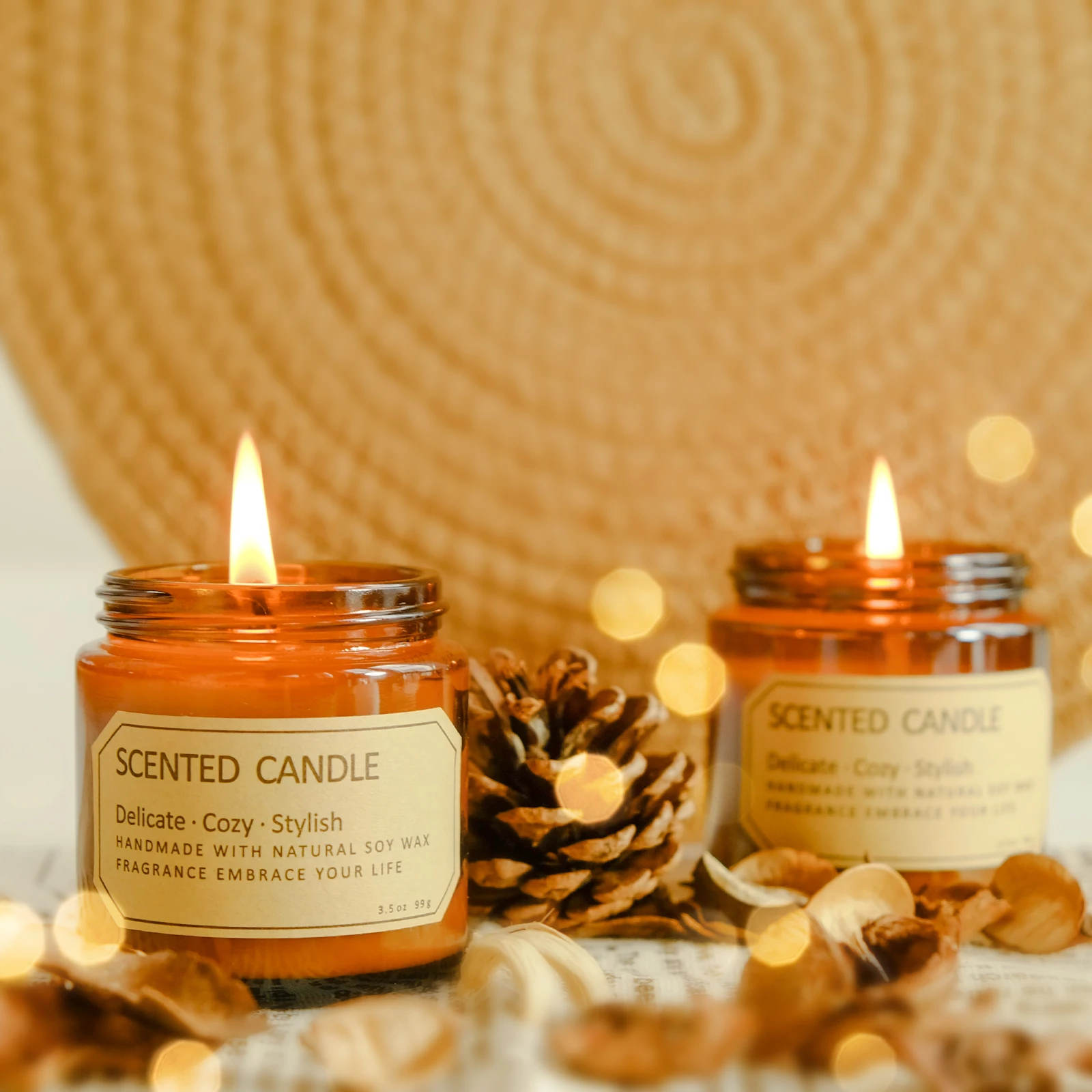 
Luxury Brown Glass Jar 210g/7.4oz Soy aromatherapy Private Label Scented Candle in Bulk for Gift Set 