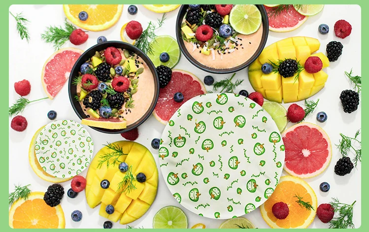 Set of 3 sizes elastic reusable food storage cover stretchable plastic free waterproof PUL fruit bowl