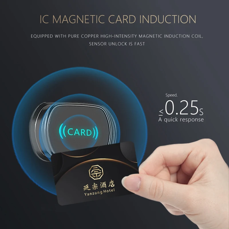 Hot Selling 5 Star Lcd Stainless Chip Temic Inductive Sdk Api Electronic Digital Smart Rfid Key Card Lock Hotel Handle Set Door