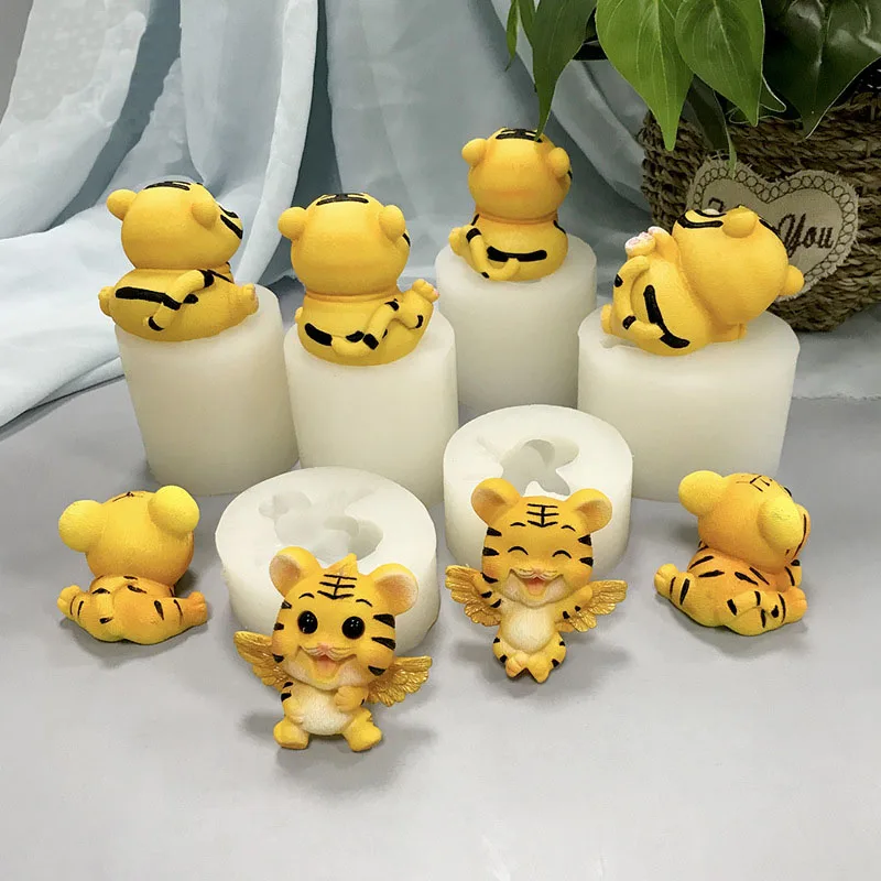 B-5064-11fat fertilizer lovely Funny tiger Resin Cake Silicone Plaster soap Candle Mold Aromatherapy for 3D Mould