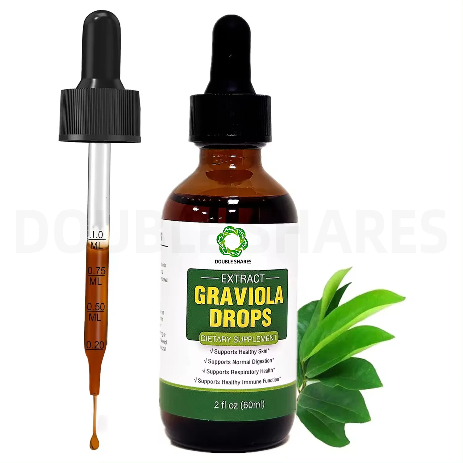 OEM Soursop Graviola Leaf Extract Liquid Drop Plus Pure Botanical Sea Moss for Cell Support & Regeneration, Immunity, Liver