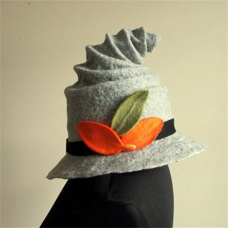 whole sale factory price wine Ornament Hat Witch Hat felt hat for party