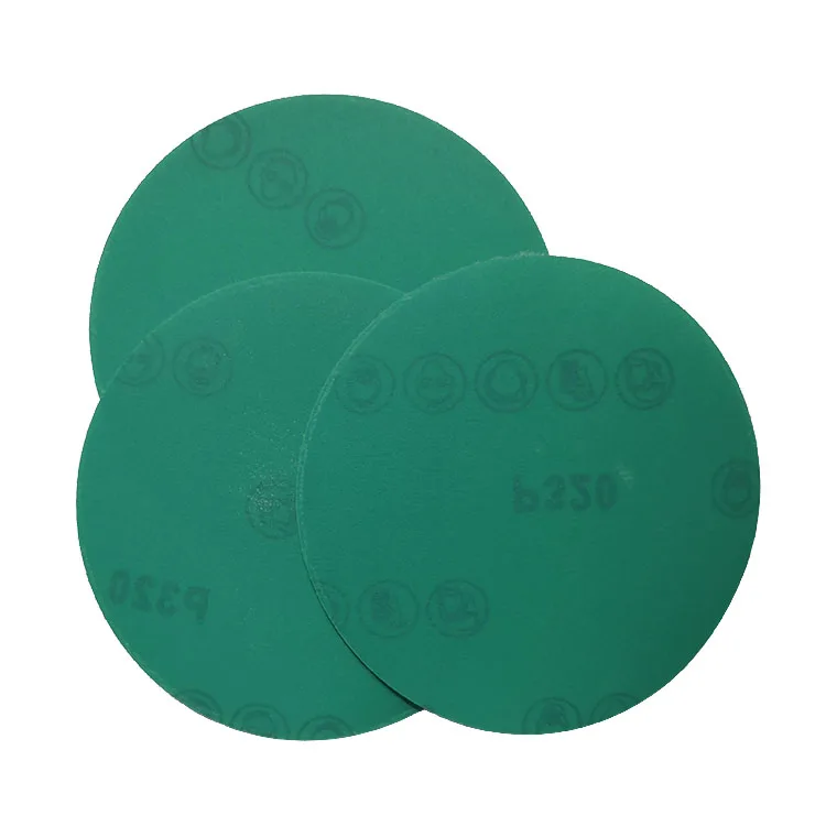 6 Inch Green Polyester Film Hook&Loop Sanding Disc Waterproof Abrasive Sand Paper for Automotive
