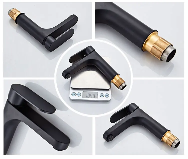 YUNDOOM OEM Basin Faucet Deck Mounted Brass Factory Deck Mounted Matte Black Hot Cold Water Bathroom Simple Modern Basin Faucet