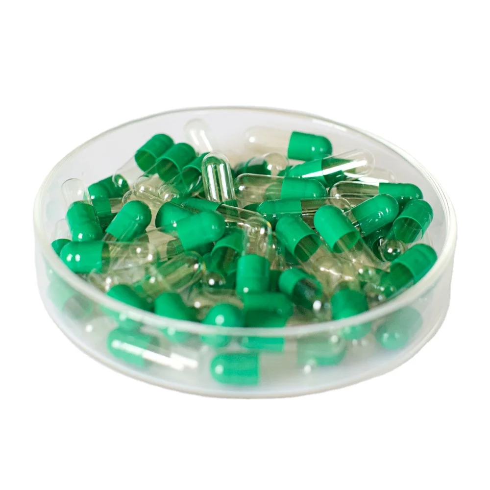 Pharmaceutical High Quality Green Series Dark Light Translucent Green  Empty Capsule Shell Hard Gelatin Capsules Size 00 0  1#