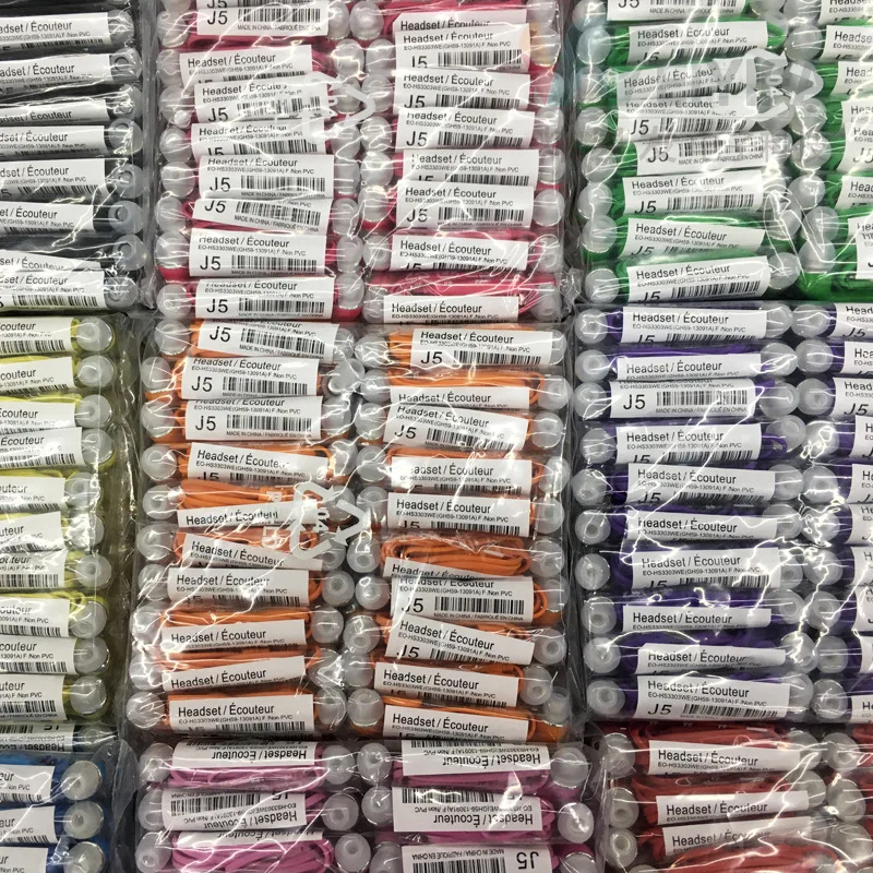 Colorful Flat J5 Wired Earphone In-Ear Handsfree Headset Mic+Volume Control Headphone for Samsung