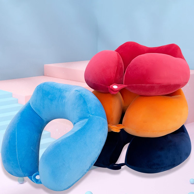 Customizable Logo Soft Foam Travel Pillow U-shaped Plush Camping Car Neck Pillow Made Of Cotton Polyester Air-filled Office Use