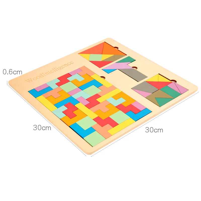 Wooden brain teasers puzzle toy baby Montessori educational gift 3D Russian blocks game puzzle tangram jigsaw intelligence toy