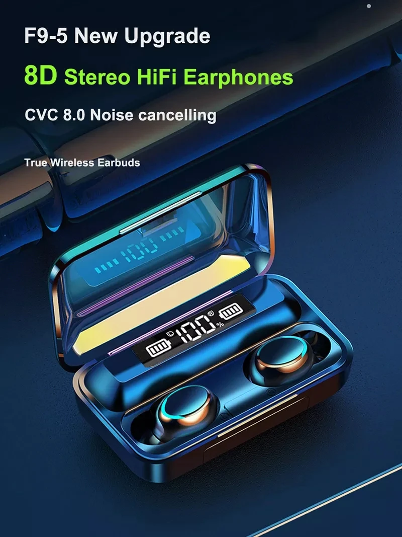 9D fone de ouvido earphone waterproof led display audifonos auriculares bt 5.0 tws f9 f9-5 f9-5c wireless earbuds