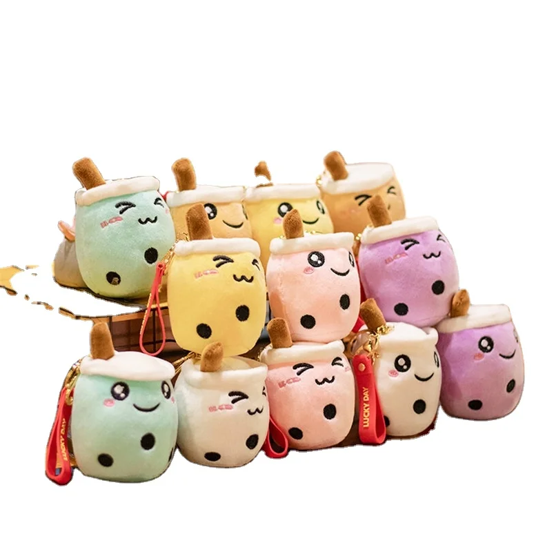 Wholesale 4 inch mini doll milk tea coffee cup plushie keychain bubble tea bubble tea keychain boba plush keychain custom logo
