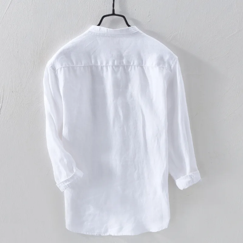 OEM индивидуальная Высококачественная Мужская рубашка из льняной ткани, мужская рубашка с длинным рукавом без рисунка, комплект из 2 предметов