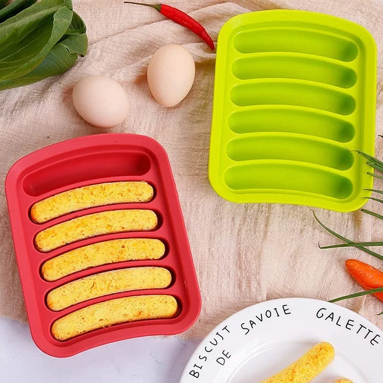 BPA Free DIY 6 Cavity Sausage Molds Food Grade Silicone Sausage Holder Hot Dog Molds Sausage Maker Mold