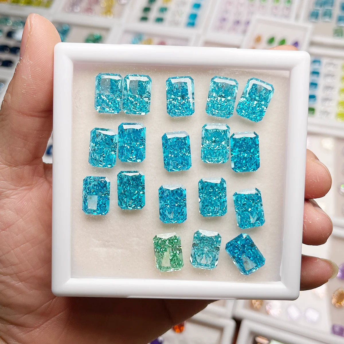 Crushed Ice Cut Cubic Zirconia Loose Octagon Square Cut CZ Beautiful Fancy Color High Carbon Diamond