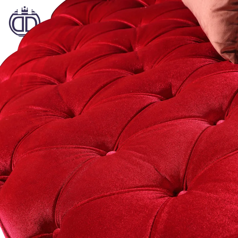 MIUR New model product hotel circular modern lobby red tufted round sofa design red velvet sectional button-tufted sofa