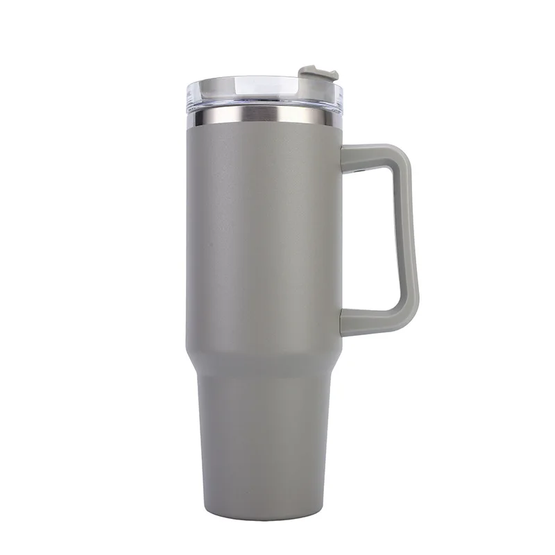 Wholesale Double Wall Stainless Steel 40oz Car Cup Insulated Coffee Travel Powder Coated Mugs Tumbler With Handle And Straw