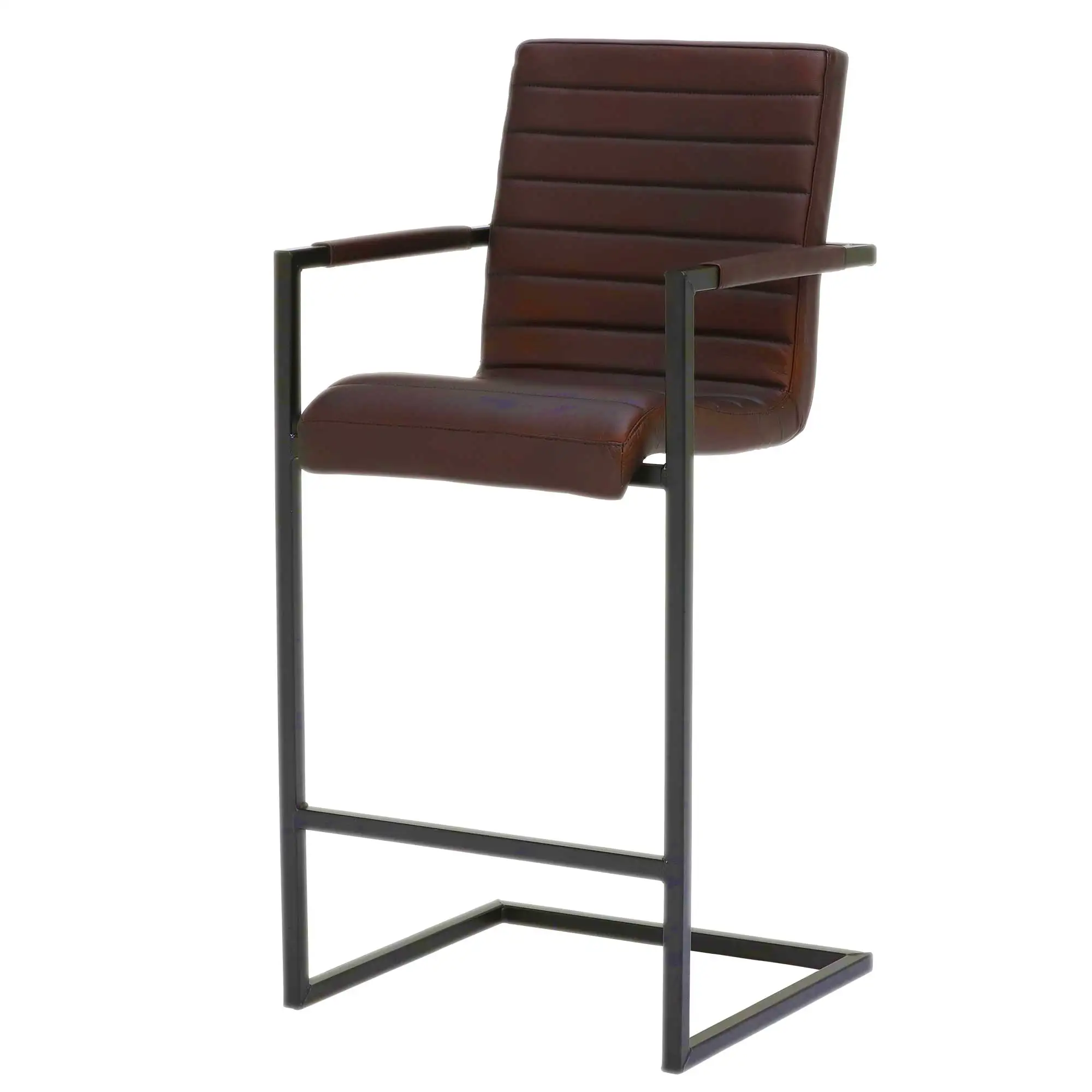 cheap brown tall bar stool chair leather with back and armrest