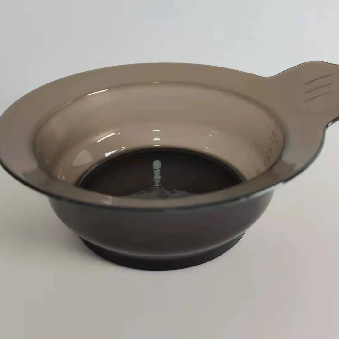 T0144 professional clear black anti-slip mixing bowl dye bowl with rubber ring at bottown