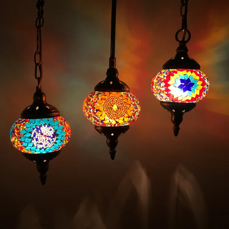 Turkish Moroccan Mosaic Hanging Light Interior Pendant Light Restaurant Decoration Bohemia Mediterranean Moroccan Turkish Lamps