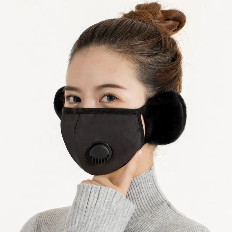 Winter ear facecover with breathing valve to keep warm thickened earmuffs breathable riding masks men and women accessories