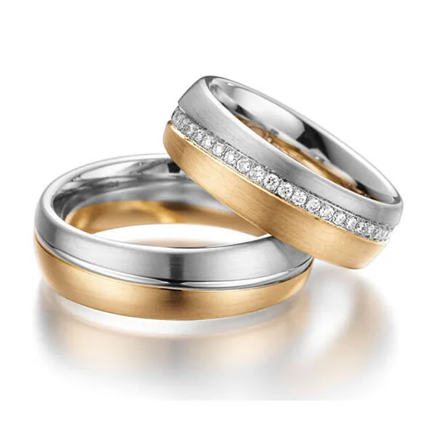 
Italian designs 18k gold plated wedding diamond couple ring 