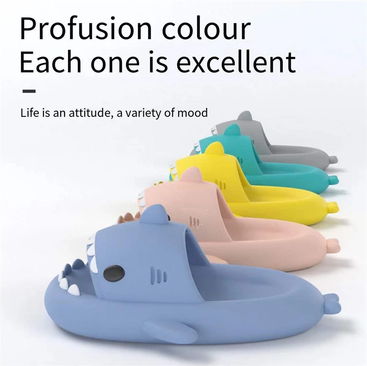 Custom Wholesale Cute Slides EVA Shark Slippers Lovely Soft Home Slippers For Women And Men