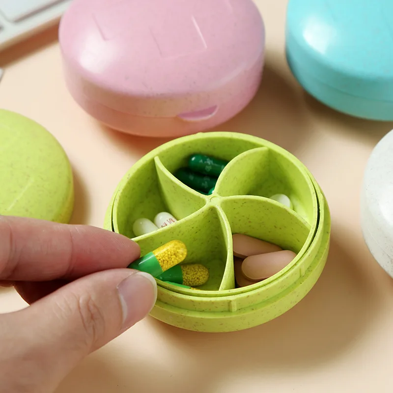 medication button pharmacy clear hard sublimation customized rotating white friendly case portable pill organizer plastic box