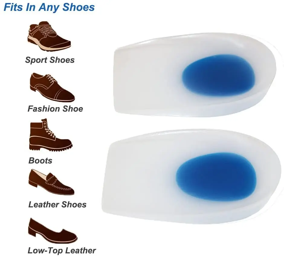 Silicone Heel Cup Pads for Bone Spurs Plantar Fasciitis Feet Insoles Arch Supports Orthotics Inserts Relieve Flat Feet, High Arc
