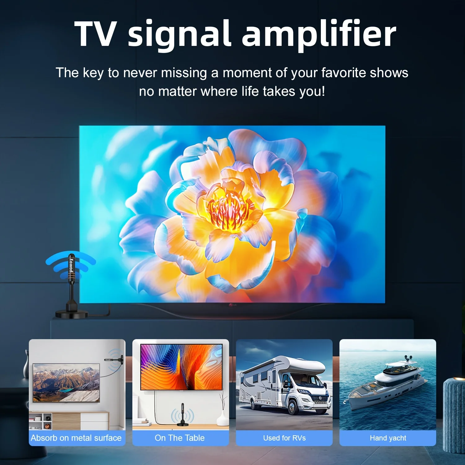 28dBi High Gain Long Range Indoor Digital TV Antenna With Amplifier 1080P 4K Free Digital Indoor Hdtv Uhf Vhf Outdoor Tv Antenna