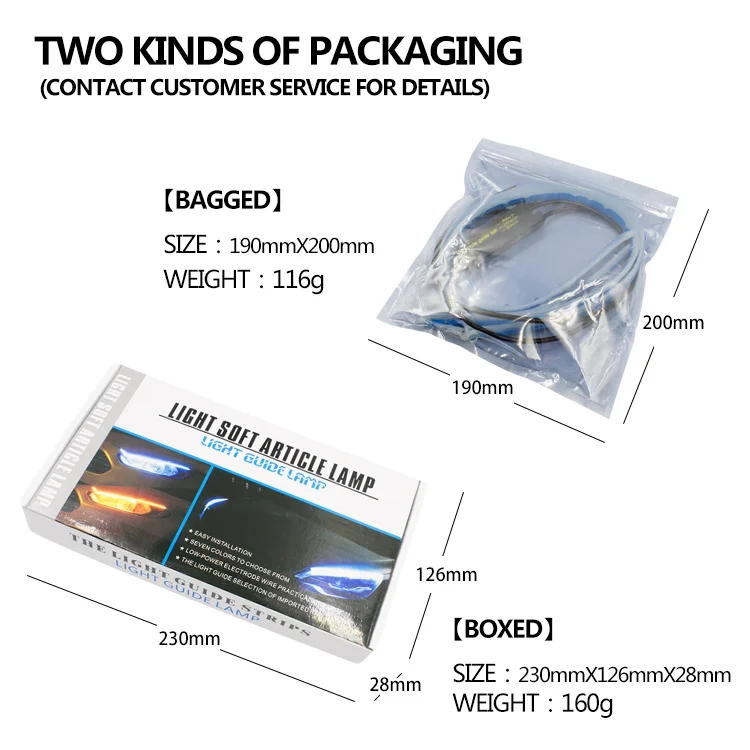 35cm 45cm 60cm car LED lamp ultra-thin light guide strip dual color light white yellow day time running light