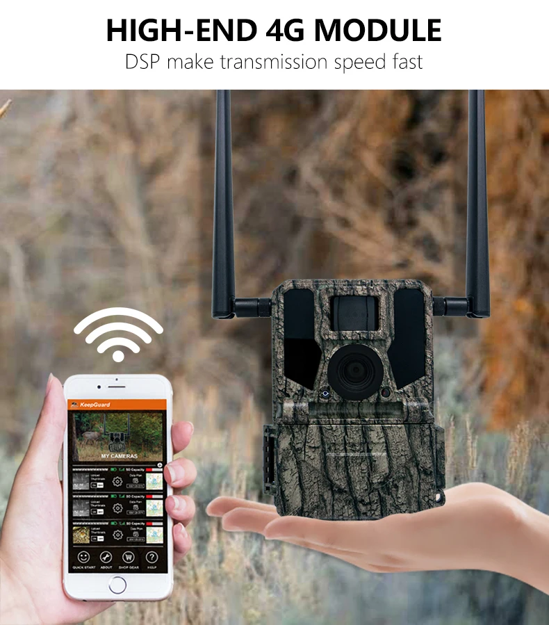 KW897 Wireless Dual-Antennas Hunting Camera GSM 4G Night Vision Remote Control Waterproof 2K Video Resolution SD Memory CMOS