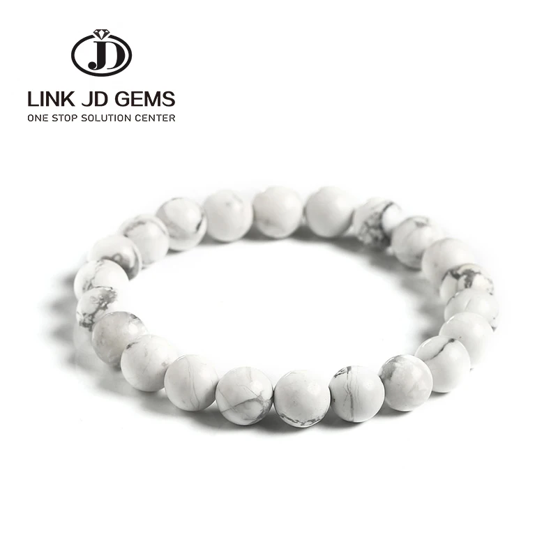Браслет JD из натурального белого бирюзового камня Howlite женский браслет бусин чакра энергетическое исцеление браслеты для йоги Рождественский