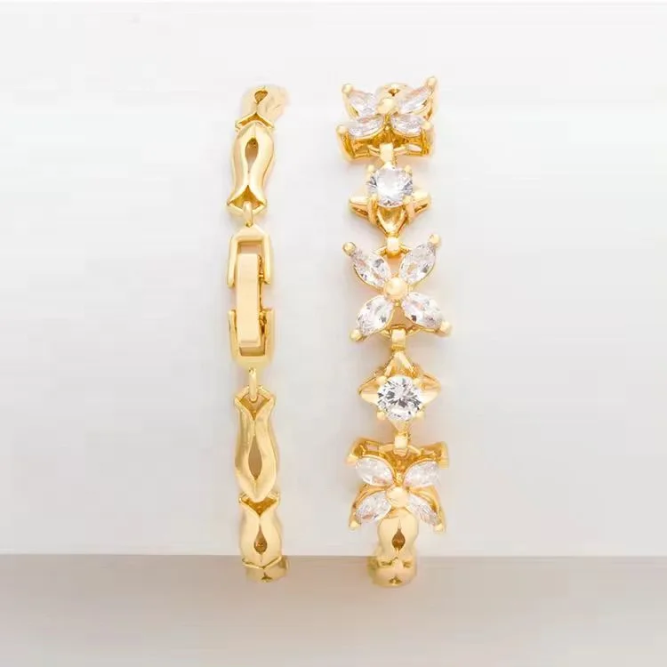 HD Fashion luxury jewelry 18K Gold plated AAA Cubic Zirconia CZ Chian charm Bracelet for Women