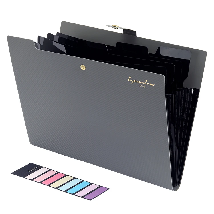 multi color portable plastic button accordion document folder waterproof 5 pocket expandable file folders
