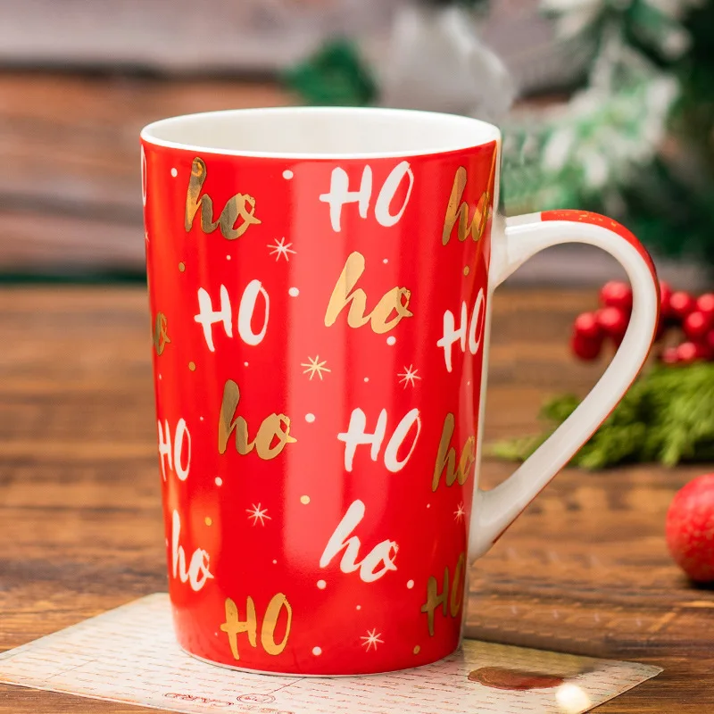 Custom Printed Porcelain Couple Mug Gift Set Sublimation Water Cup Christmas Series Ceramic Coffee Mug
