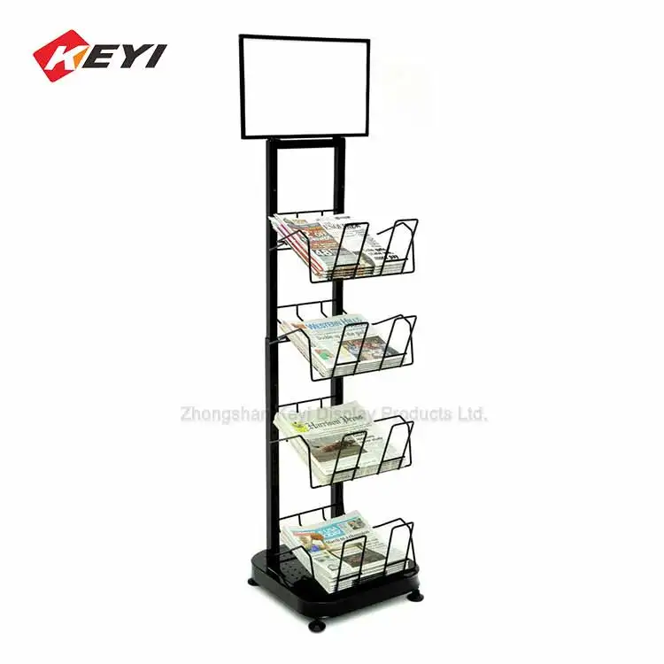 Wholesale Custom Metal Wire Newspaper Tray Display / Newspaper Racks For Sale