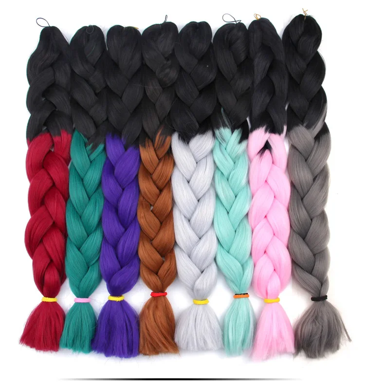 ombre dip dyed braids 2-tone and 3-tone color /heat resistane fiber braids many color IN STIOCK
