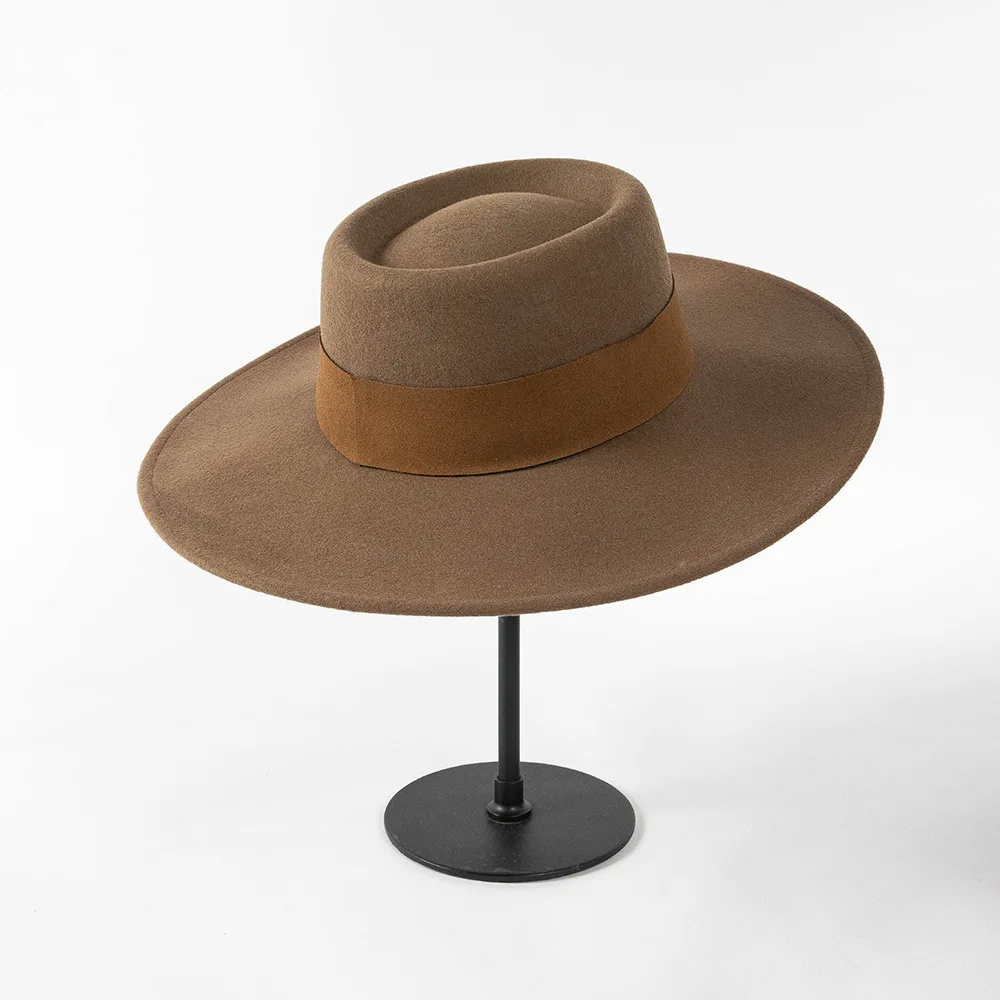 Wholesale High Quality Australian Wool Wide Stiff Brim Felt Pork Pie Hat For Men Women
