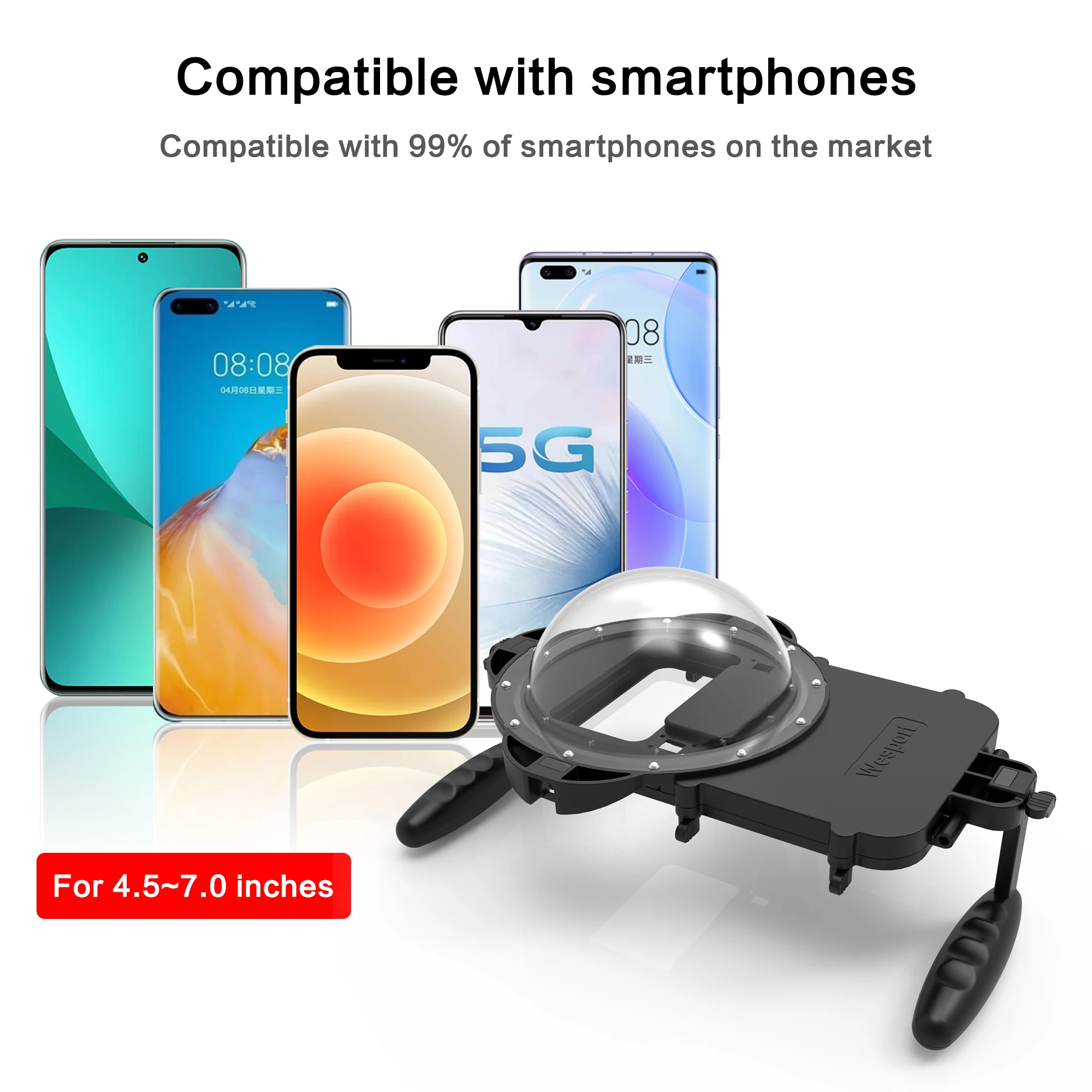 High End Wholesale Universal Waterproof Underwater Dome Diving Phone Case With Dual Handle Holder for IPhone 13 Pro Max Samsung
