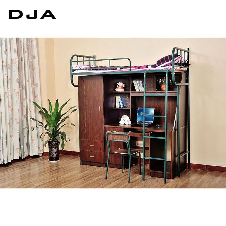 Top Bunk Bed with Desk Underneath School Furniture Dormitory Student Bunk Bed Single Size Small Room Bunk Beds for Kids 15 Years