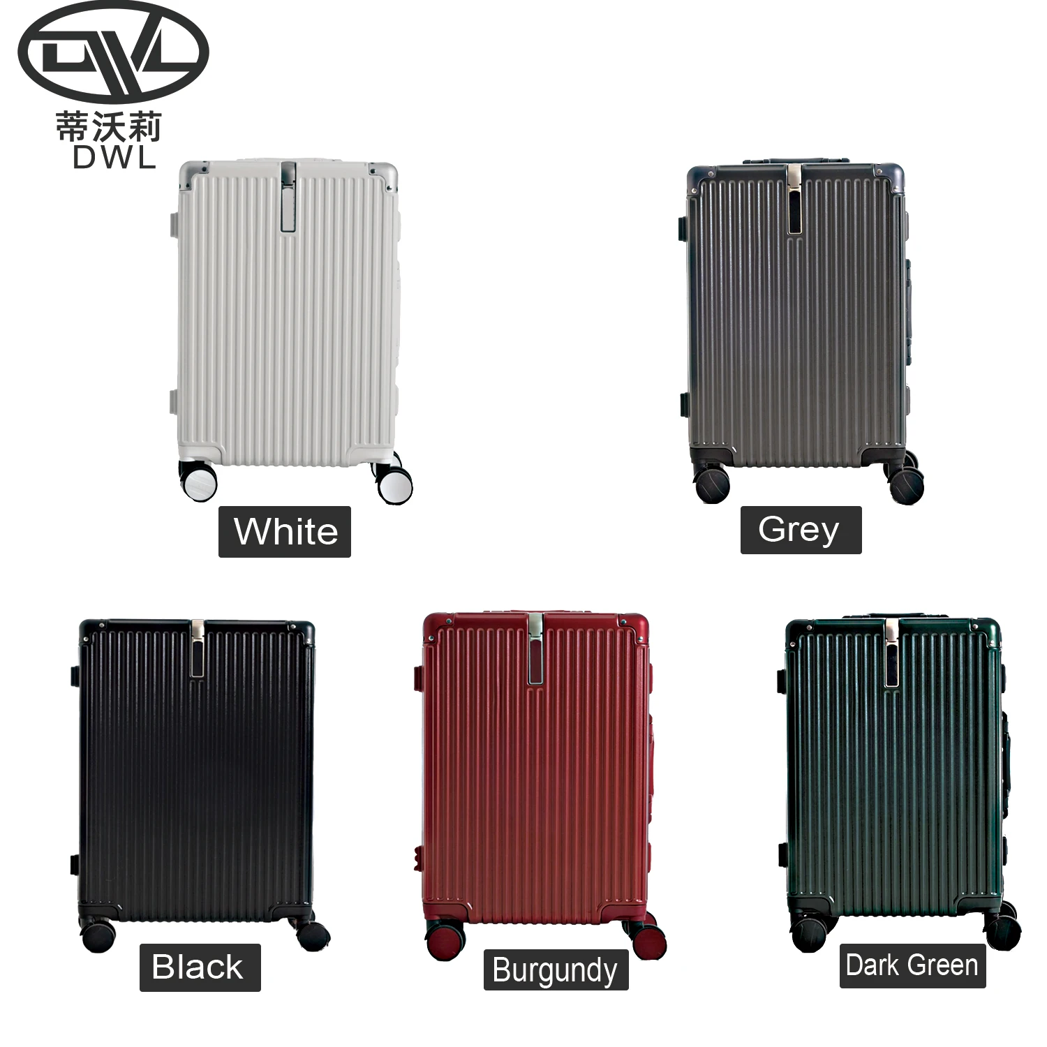 OEM ODM Aluminum Frame Accept custom  Luggage Fashion Design double wheels Hot Rolling Luggage Set ABS+PC material Weightless