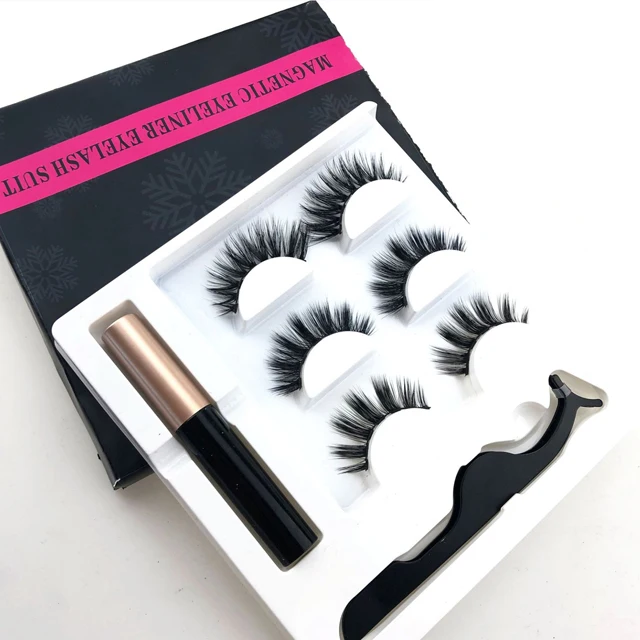 
Magnetic Eyelashes Kit False Eyelashes With Reusable Waterproof Eyeliner 