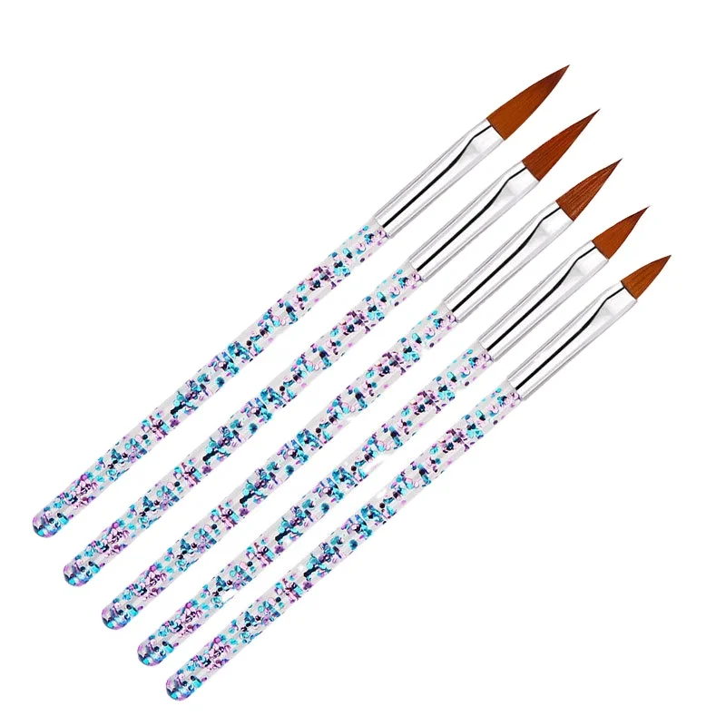 5Pcs/Set Acrylic Handle Brush Carving Acrylic Extending Crystal Nail Brush New 5Pcs/Set nail Brush