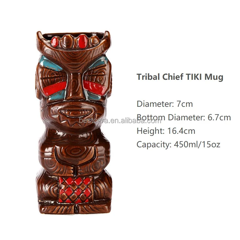 Promotion Hawaii Tiki Mugs Cocktail Cup Skull Mug 13oz Color Glazed Ceramic Tiki Beer Mug 